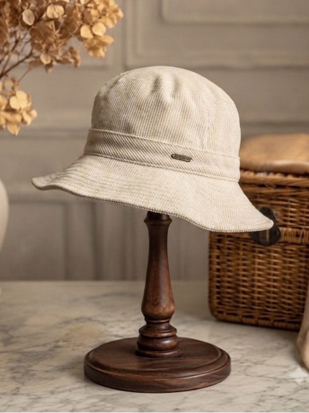Brixton white corduroy bucket hat